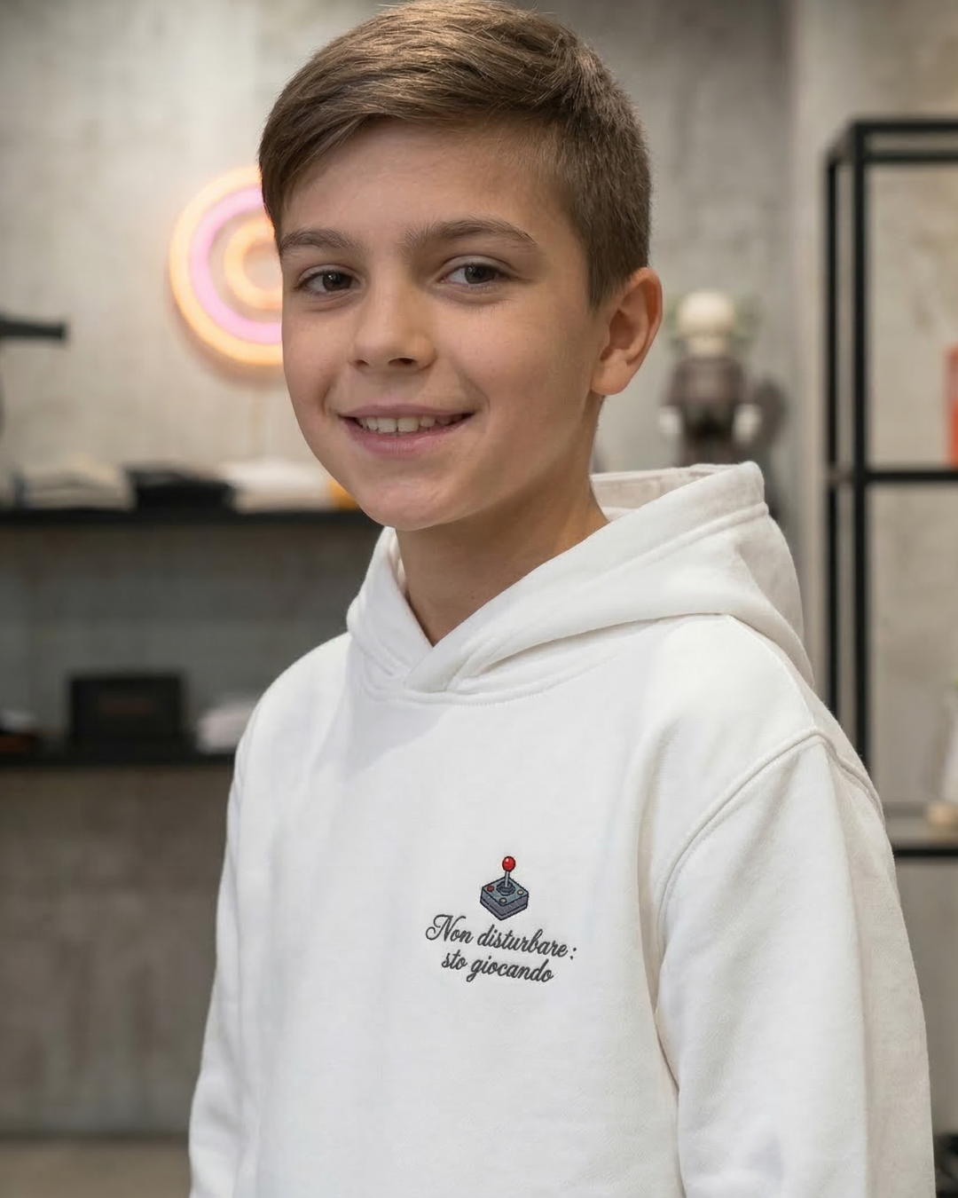 Felpa Bambino con ricamo Joystick  + Scritta